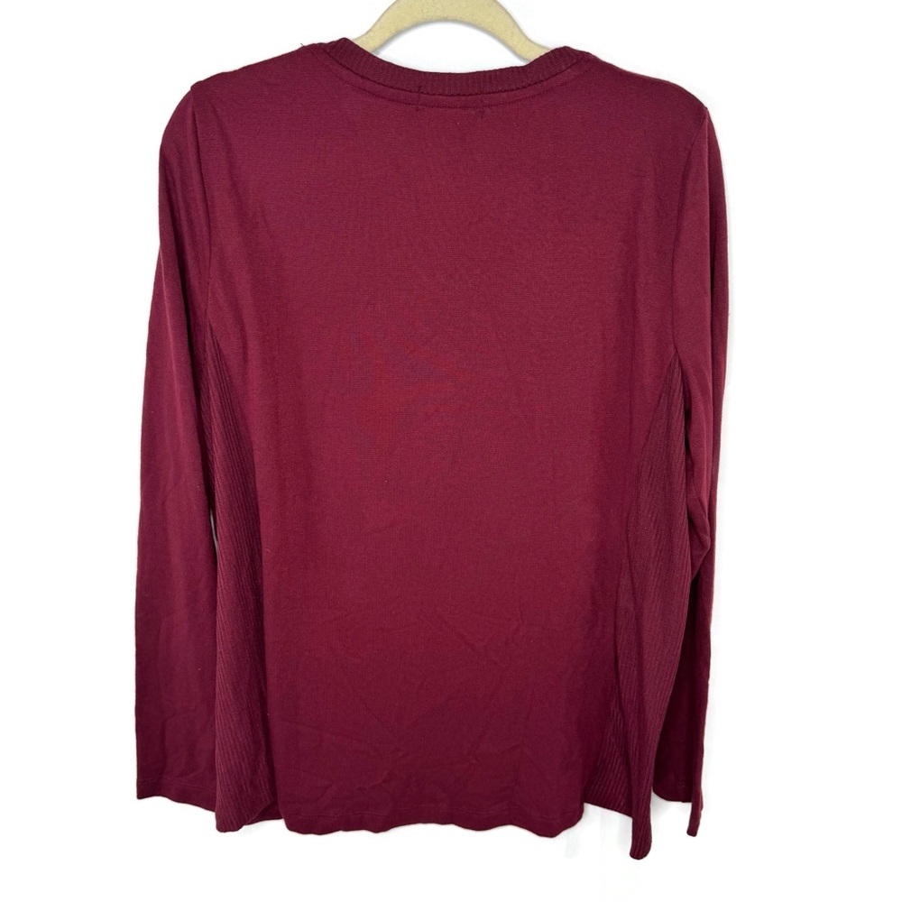 Cozy Burgundy Long Sleeve Tee with Graphic Design Holidays Fall - Picture 2 of 5